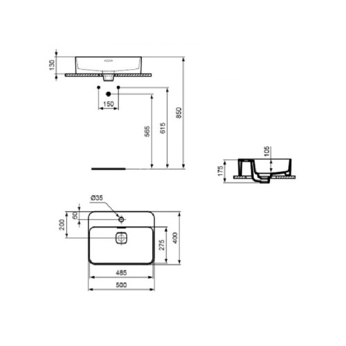 Раковина Ideal Standard STRADA II Vessel 50, белая (T296601)