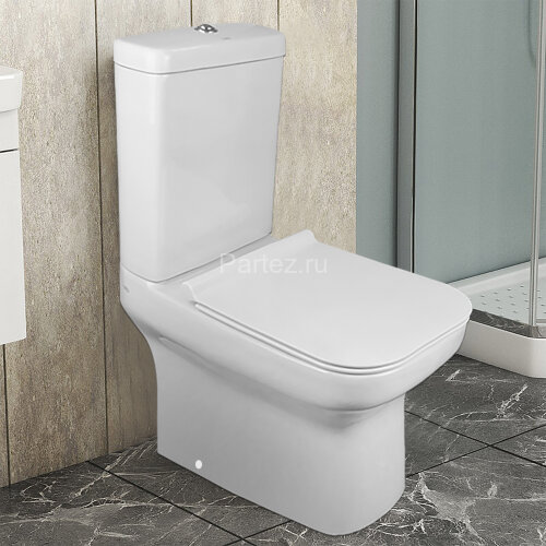 Унитаз-компакт Creo Ceramique ARLES 650х370х820 напольный, c быстросъемным сиденьем микролифт, белый