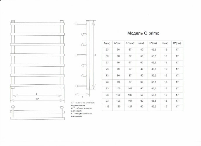 Полотенцесушитель электрический ДВИН Q Primo Electro лесенка 80/50, ТЭН справа, полированный (462708