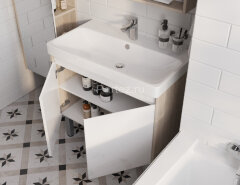 Тумба под раковину AQUATON Сканди Doors 80 Белый глянец/Дуб Верона (1A282901SDB20)