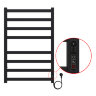 Полотенцесушитель электрический AZARIO PALERMO 500/800 квадрат, 8 секций, диммер справа, черный (AZ8