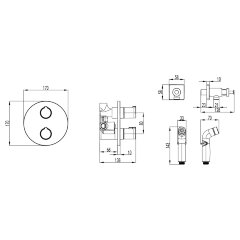 Смеситель Lemark Yeti LM7819C термостатический с гигиеническим душем, встраиваемый