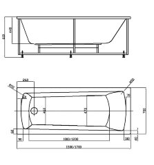 Ванна акриловая AZARIO ENRICA прямоугольная 150*70 см (AV.0030150)