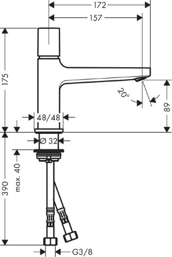 32570000 Metropol Смеситель для раковины 100, с рукояткой Select, со сливным клапаном Push-Open