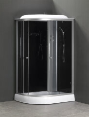 Душевая кабина LORANTO 120х80х215 с низким поддоном 13 см, черное закаленное стекло 4 мм, профиль хром (CS-66121R G 120)