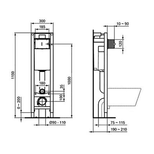 Встраиваемая инсталляция для монтажа подвесных унитазов PROSYS ECO FRAME M (E233267)