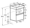 Комплект Roca OLETA модуль для раковины 500 мм, 460х374х548, с 2 ящиками + раковина мебельная PURE 5