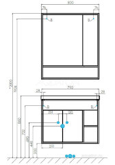 Тумба под раковину AQUATON Флай 80 подвесная, дуб крафт (1A237401FAX10)