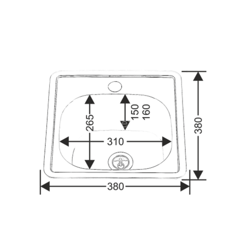 Мойка 3838 MELANA 0,6/160 врезная квадратная с сифоном (022 t *15)