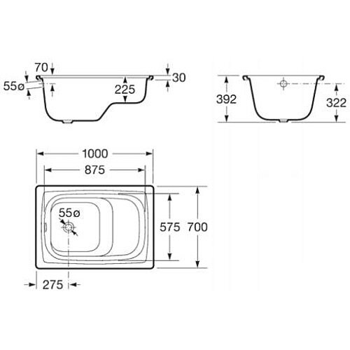 Roca CONTESA BANASEO Ванна стальная 100х70