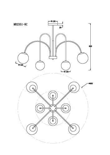Потолочная люстра MyFar MR2351-8C
