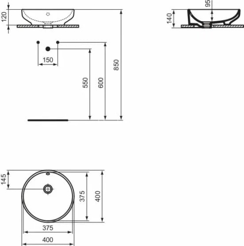 Раковина-чаша Ideal Standard I.LIFE B 40 см с отверстием перелива, белый (T509101)