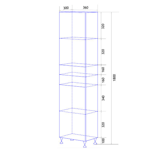 Пенал напольный Loranto Моника 360 360х1800х300 правосторонний, белый (CS00046815)