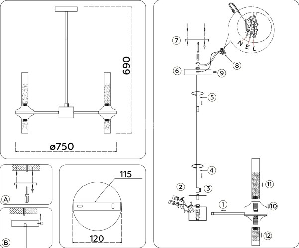 Потолочная люстра Ambrella LH55353