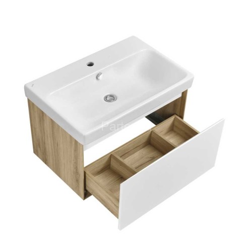 Тумба под раковину Aquaton Либерти 70 дуб эльвезия, белый глянец (1A279801LYC70)