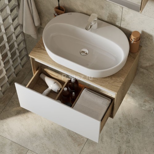 Тумба под раковину Aquaton Либерти 70 дуб эльвезия, белый глянец (1A279801LYC70)