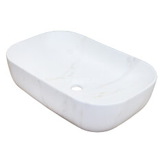 Раковина-чаша Azario 610x410x145 накладная, овальная, светлый мрамор (AZ-2143-P-M831)