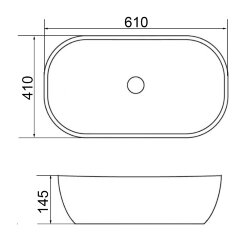 Раковина-чаша Azario 610x410x145 накладная, овальная, светлый мрамор (AZ-2143-P-M831)