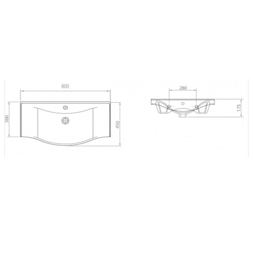 Раковина накладная Lapino BASIC 80 (80X45X17,5), белая