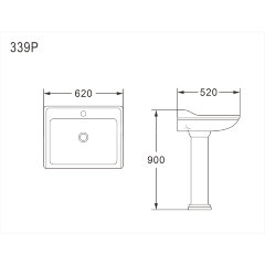 Раковина с пьедесталом AZARIO LORETTI 620х520х900 (AZ-339P)