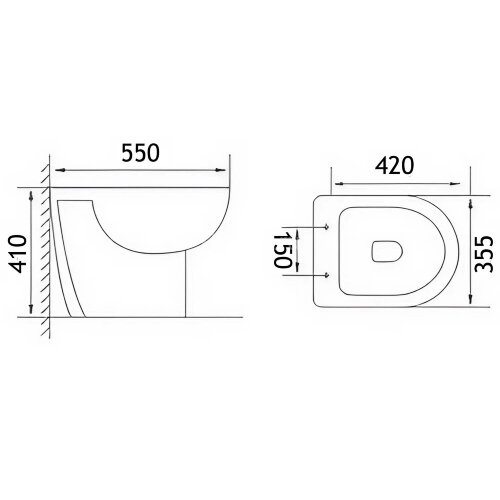 Унитаз подвесной Loranto Fredo 355х550х410 безободковый, с быстросъемным сиденьем микролифт (CS-WH80