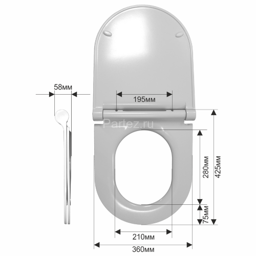 2197S сиденье для унитаза дюропласт с микролифтом, белое MELANA