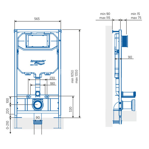 СЕТ: Инсталляция IDROSPANIA TABARCA + унитаз Azario Fora подвесной безободковый + клавиша смыва Azar