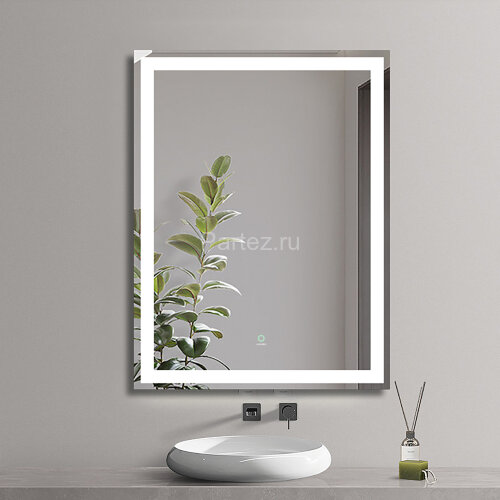 Зеркало AZARIO Lines 600х800 с подсветкой, сенсорный выключатель с функцией диммера, подогрев (AZ-Z-