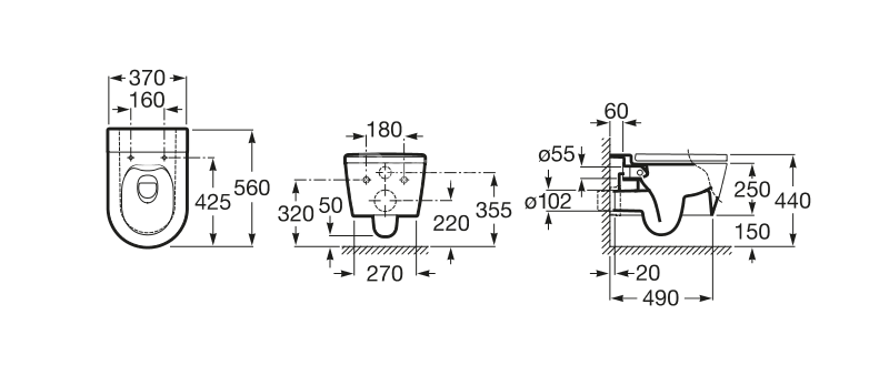 Roca INSPIRA ROUND Подвесной унитаз безободковый, круглый