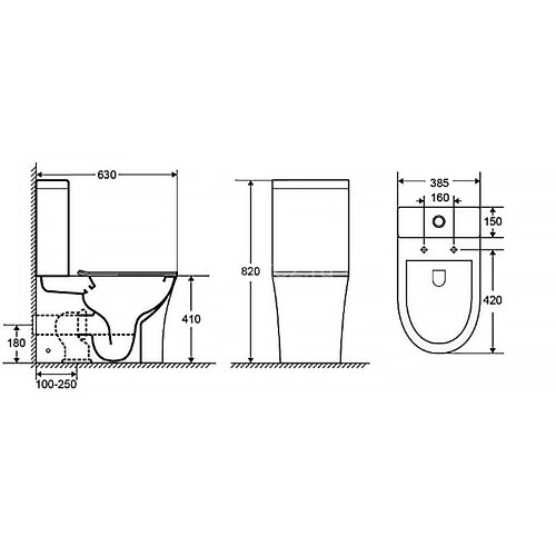 Унитаз-компакт Azario ANTEO ROUND 385х630х820 напольный, безободковый, быстросъемное сиденье микроли