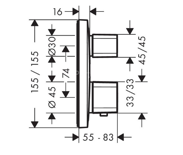 15708000 Ecostat E Термостат с запорным/переключающим вентилем, СМ
