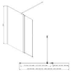 Душевая перегородка Azario CHICAGO 1400х1950 прозрачное стекло 8 мм, подвижная доп.перегородка 50 см, цвет профиля серебро (AZ-NAR6321 1400)