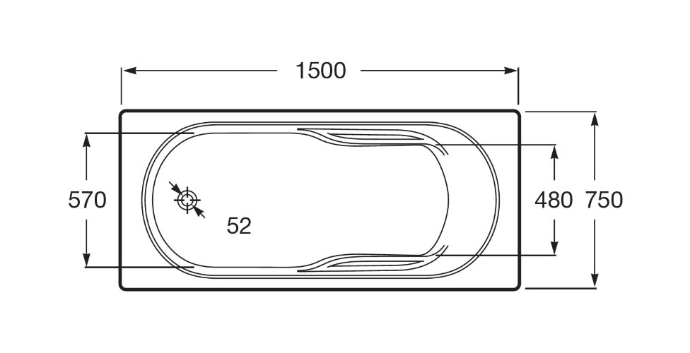 Ванна акриловая Roca Genova N прямоугольная 150x75x45