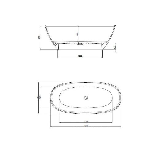 Ванна Stonex® Roca ARIANA 1650х750х570, отдельностоящая, белая