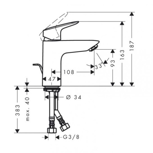 71102000 Logis Смеситель для раковины 100, однорычажный c донным клапаном, версия CoolStart