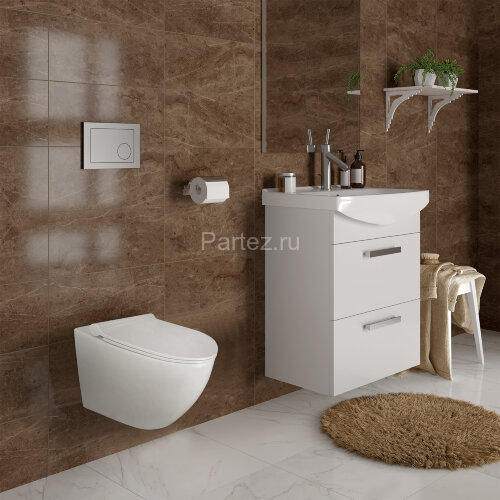 Унитаз подвесной Azario Geno 490х360х360 безободковый, с ультратонким сиденьем микроклифт (AZ2196D)