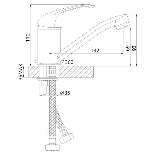 Смеситель Rossinka A35-22U для раковины