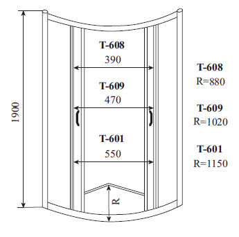 Timo ALTTI душевой угол 601 Clean Glass (100*100*190), шт