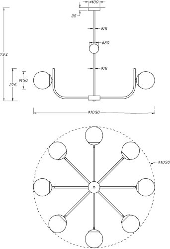 Потолочная люстра Maytoni MOD109PL-08BS