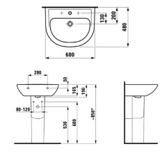 Раковина подвесная Pro B 60х48х16,5 см, белая (8.1095.1.000.104.1)