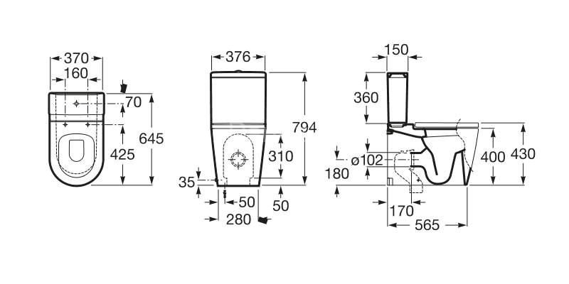 Z_INSPIRA ROUND Низ к унитазу напольный, двойной выпуск, круглый, 645 мм