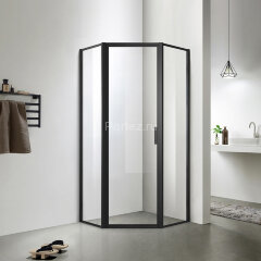 Душевое ограждение Azario RICHMOND (900х900х2000), БЕЗ ПОДДОНА, прозрачное стекло 6 мм, цвет профиля черный (AZ-NAG3231 900 Black)