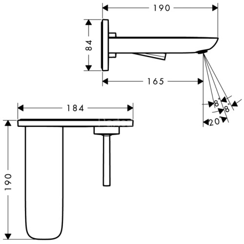 15084400 PuraVida Смеситель для раковины, однорычажный, ВМ, излив 165 мм, белый/хром