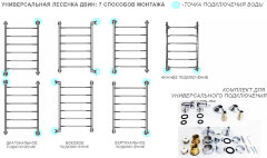 Полотенцесушитель водяной ДВИН J 100/50 1"-½" К1 полированный (4627085975489)