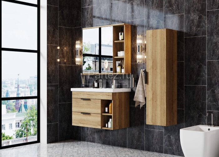 Зеркало-шкаф Onika Легран 80.00 Универсальный, Дуб галифакс (208092)