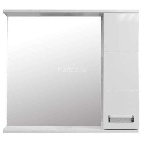 Зеркало-шкаф Loranto Дина 75, 750х700х140 правостороннее, белое (CS00049720)