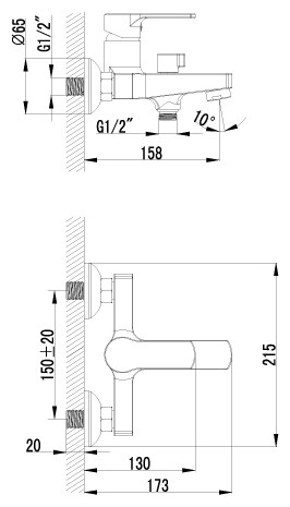 Смеситель Lemark Plus Grace LM1512C для ванны