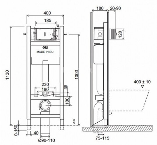 Комплект: Инсталляция Expert Total Black LE, мех. + панель слива Slim Della хр.гл. OLI (886668SDOO)
