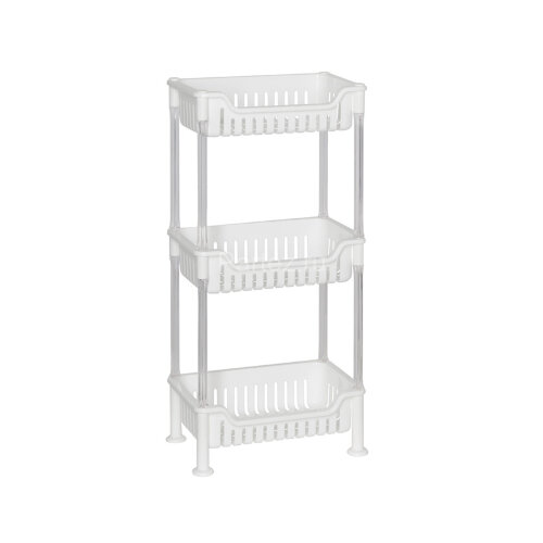 Этажерка прямоугольная Fixsen Grampus трёхэтажная, пластик, белая (GR-7294)