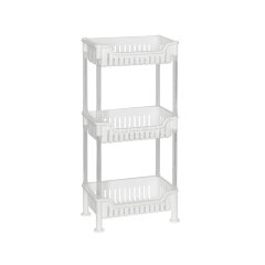 Этажерка прямоугольная Fixsen Grampus трёхэтажная, пластик, белая (GR-7294)